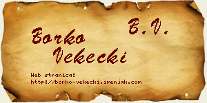 Borko Vekecki vizit kartica